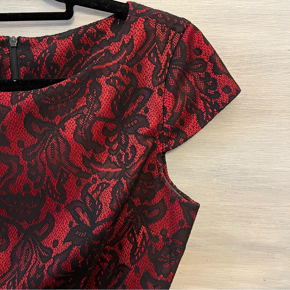ALYX dress Red Black Lace Cap Sleeve Formal Tailored Dress Size 8 Good Condition - Picture 3 of 8